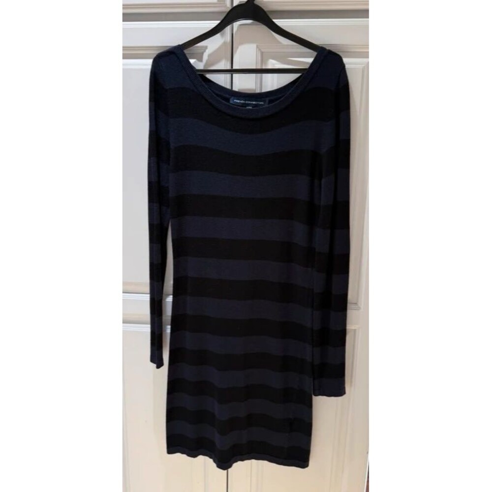 French Connection Black/Navy strip dress